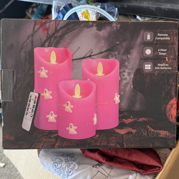 Pink LED Ghost Candles with Remote Control - Picture 3 of 3